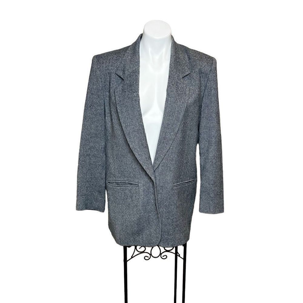 Pendleton vintage 70’s navy blue herringbone single button blazer size 12